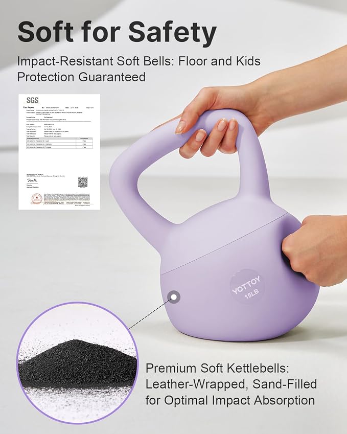 YOTTOY Soft Kettlebell,Kettlebell Anti-Slip Grip Weight for Home Workouts, Kettlebells Set Strength and Safety Guaranteed