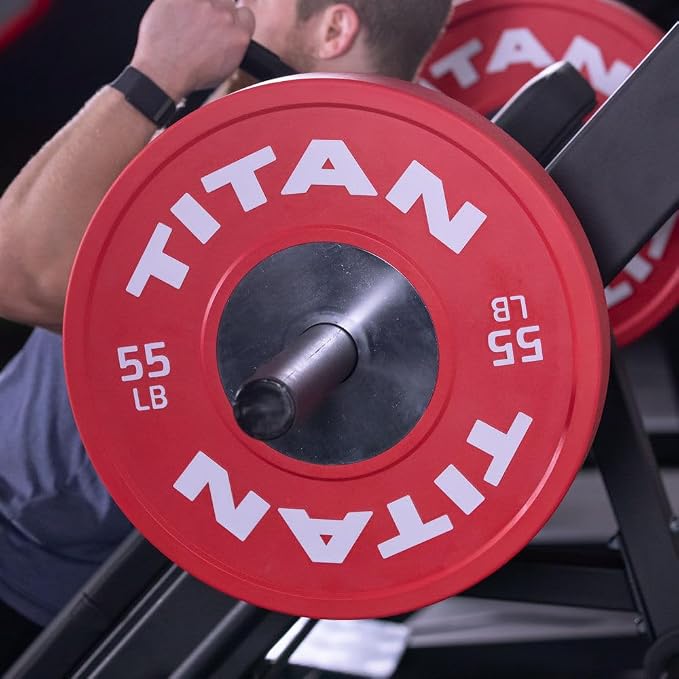 Titan Fitness Elite Olympic Bumper Plates, Competition Weight Plates, Rubber with Steel Hub Insert, Sold as a Pair, for Olympic Weightlifting and Cross-Training Workouts