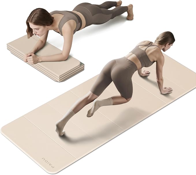 PAIDU Foldable Fitness Yoga Mat | 2/5" (10MM) Extra Thick | SGS Certified Non-Slip TPE | 75x26" Extra Long-Wide | Portable & Easy Store | for Yoga, Pilates, Home Gym & Full-Body Workouts