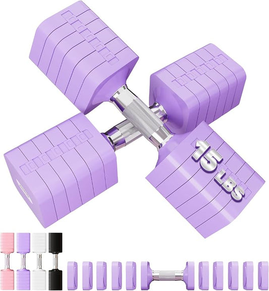 Adjustable Dumbbell Set for Women Men 7.5LB/10LB/15LB/20LB/25LB Each | Dumbbells Set of 2, Free Weight Set at Home Gym, Hand Weights with Locking/Metal Handle for Exercise Muscle Toning Rehab
