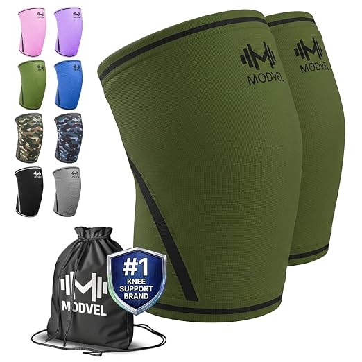 Modvel Strength 7mm Knee Sleeves (Pair) for Weightlifting & Powerlifting (USPA, IPL Approved) | High-Performance Knee Compression Support For Squats, Weight Lifting - Men and Women
