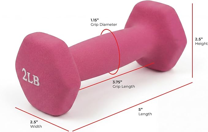 Sunny Health & Fitness Neoprene Hex Dumbbell for Home Gym 2-10 lb Pair | Strength & Cardio Weights, Muscle Toning, Yoga, Pilates & Rehab, Secure Grip, Home Workouts, 2, 5, 8, 10 lb Pairs