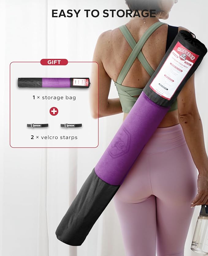 HAPBEAR Extra Large Yoga Mat - 72"x48"x6mm (1/4 inch), Non-Slip, Durable, Thick Wide Exercise Mat for Home Workouts, Yoga, Pilates, Stretching and Cardio Workouts