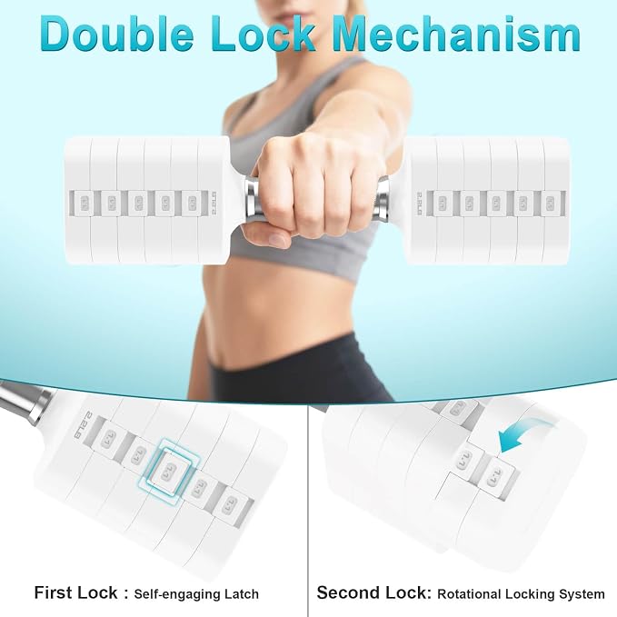 Hezeyferg 30.8LB Adjustable Dumbbell Set, Hand Weights Set for Home Gym | Each Adjustable Weight Dumbbell with 6 Levels 4.4/6.6/8.8/11/13.2/15.4lb, for Women/Men Full Body Workout