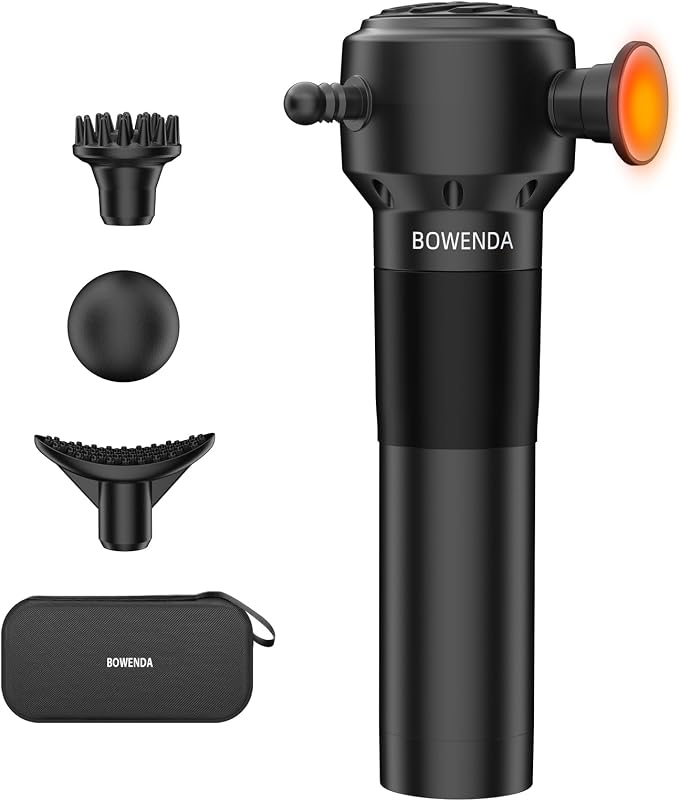 Heated Deep Tissue Massage Gun, Cordless Handheld Massager for Full Body Muscle Pain Relief, Fascia Release & Trigger Point with 3 Replaceable Heads for Back Neck Shoulders Legs