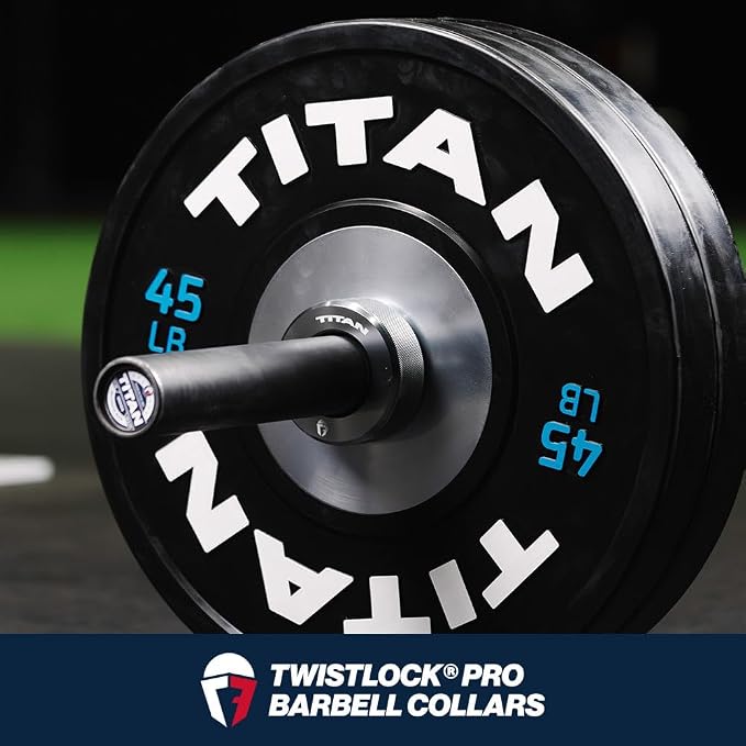 Titan Fitness TwistLock Pro Aluminum Barbell Grey Collar Set, 59.5mm-51.5mm Sleeve Diameter, Quick Release Olympic Barbell Clamps, Pair of Magnetic Aluminum Weight Clips with Easy-Grip Knurling
