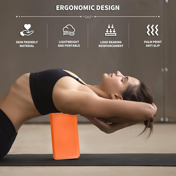 Yoga Blocks 2 Pcs, 9"x6"x3" Yoga Brick Foam Blocks EVA Foam Block Yoga Props Accessories for Yoga Pilates Stretching and Meditation