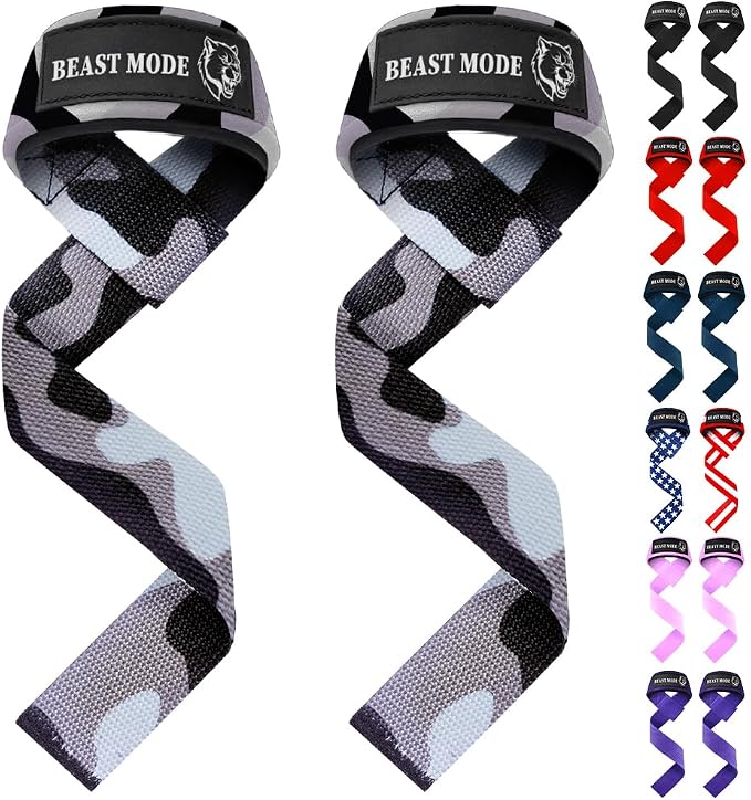 TECEUM Neoprene Padded Cotton Lifting Straps for Weightlifting, 1 Pair