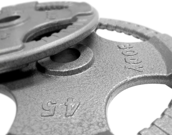 Body-Solid (OST255) Cast Iron Olympic Quad Grip Design Weight Plate Set - Free Weights, Dumbbell Plates, 2 Inch Standard Hole for All Barbell Types, 255 Pound Total Weight Sets