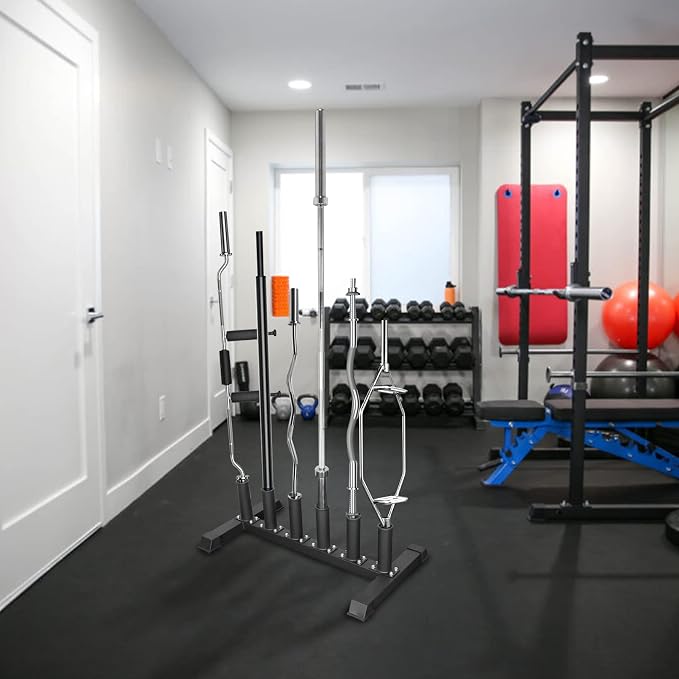 Luwint Freestanding Barbell Holder, Floor Stand Vertical 6 Bar Storage Rack for 2'' Olympic Bars