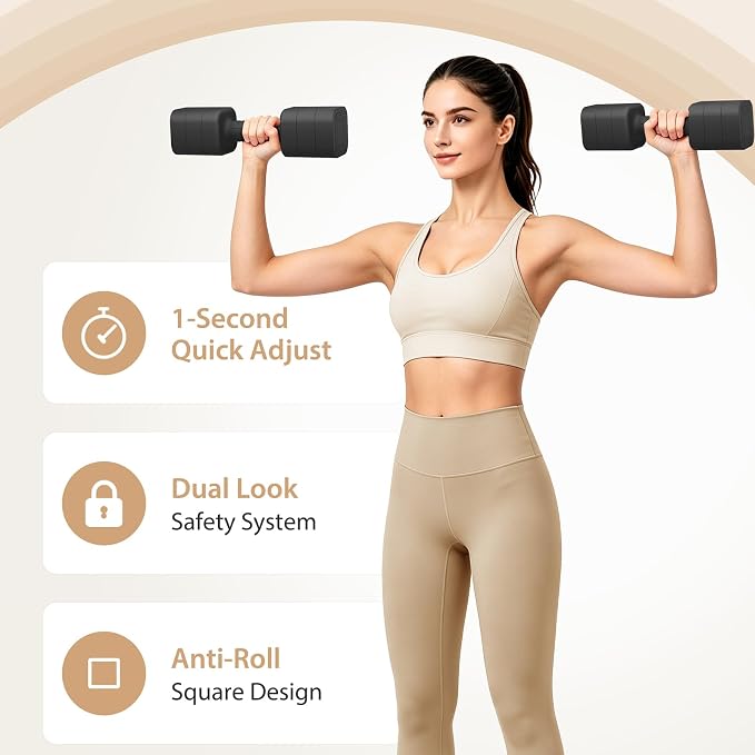 Adjustable Dumbbell Set of 2, 2.2-20LB Adjustable Weight Set, 3 in 1 Free Weights Dumbbells Set for women men at home, 2.2lb, 3.6lb, 5lb,10lb, 20lb, for Home, Office, Gym Exercise Training, Anti-slip Handle
