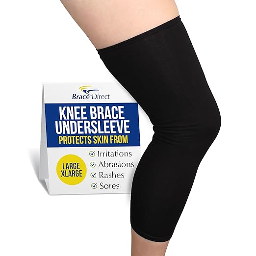 Brace Direct Knee Brace Undersleeve, Non-Slip Protective Liner for Comfort | Thin, breathable leg sleeve worn under a knee brace with anti-slip, skin-protecting barrier against rubbing, chafing & rash