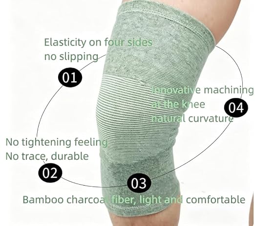 2 PAIRS 4 Pcs Bamboo Charcoal Compression Knee Sleeve Brace | Compression Support, Knee Brace, 2 Pairs Included, Charcoal Infused, Sleeve Design