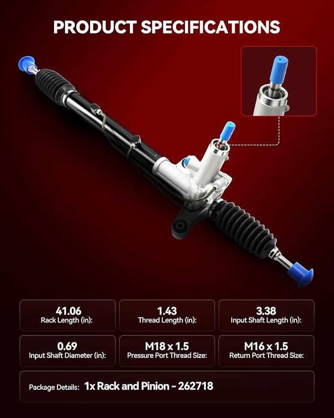 Torchbeam Hydraulic Power Steering Rack and Pinion Replacement for Honda 2006 2007 2008 2009 2010 Civic 1.8L Replace# 262718