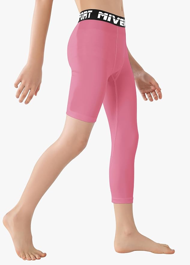 MIVEI One Leg Compression Tights Youth Boys Basketball Leg Sleeve | Kids Compression Pants Girls' Single Leg Tights 3/4 Leggings for Baseball Softball Soccer Running Football, Sports Base Layer