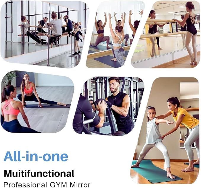 53”x26” Gym Mirror for Home Gym Wall 2-Pack，Glassless Shatterproof Mirrors | 5 lbs Ultra Lightweight Full Length Mirror Wall Mounted,Frameless Garage Gym Mirror with Easy Install Kit