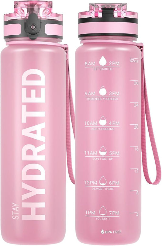 Sahara Sailor Water Bottle 32oz, Durable and Leakproof Water Bottles Motivational with Time Marker, Tritan, BPA Free, Wide Mouth with Easy Clean Brush for Gym, Travel, Home, School, Office (1 Bottle) | Bpa Free, Leakproof Wide Mouth With Fast Flow Lid ...