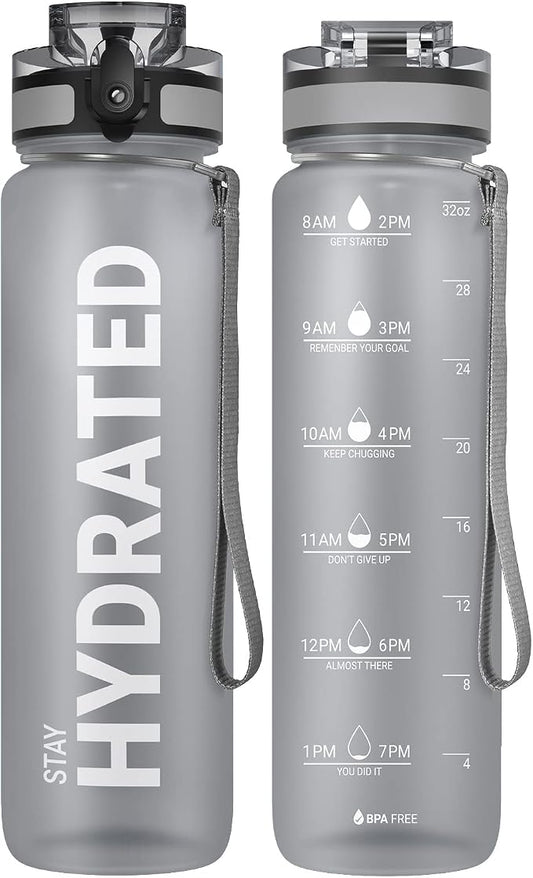 Sahara Sailor Water Bottle 32oz, Durable and Leakproof Water Bottles Motivational with Time Marker, Tritan, BPA Free, Wide Mouth with Easy Clean Brush for Gym, Travel, Home, School, Office (1 Bottle) | Bpa Free, Leakproof Wide Mouth With Fast Flow Lid ...