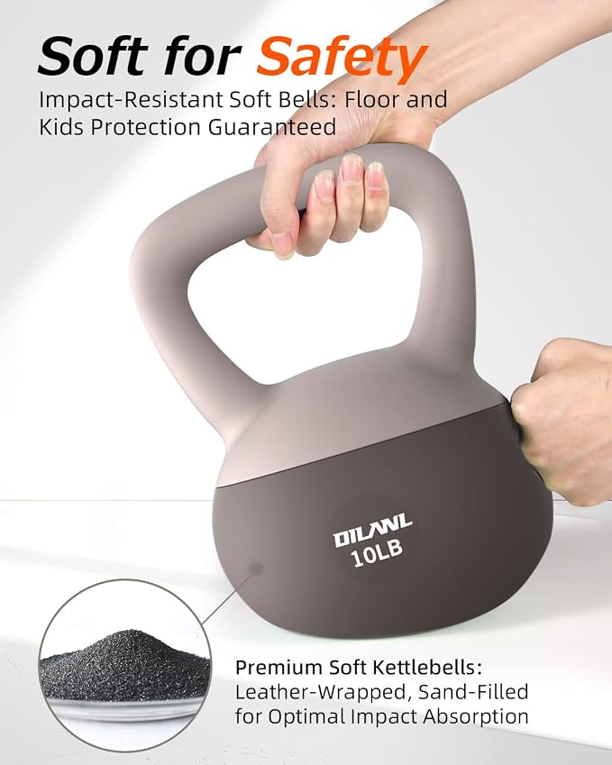 Soft Kettlebell, Safe Strength Training Kettle bell, Cushioned Impact | Resistant Base and Anti-Slip Grip Weight, Kettlebells Set for Home Workouts and Men/Women/Beginners,With Non-slip Gloves