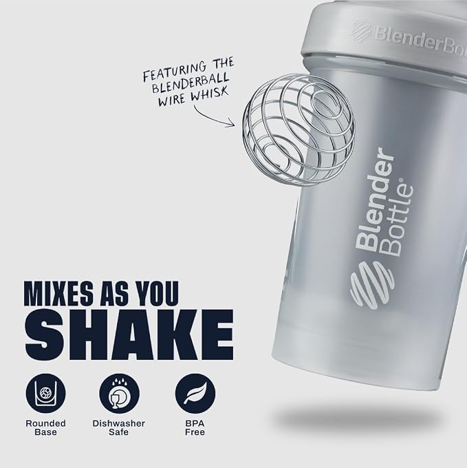 BlenderBottle Classic V2 Plastic Shaker Bottle 20 oz Pebble Grey