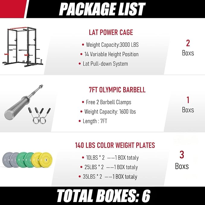 SPORTSROYALS Power Rack, Multi-Functional Power Cage, Squat Rack with Pulley System & LAT Pull Down, Workout Cage with J Hooks for Home Gym