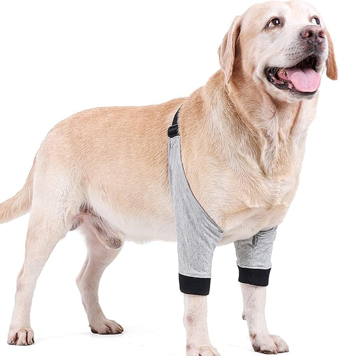 HDKUW Dog Elbow Protector for Calluses, Recovery Suit for Front Legs, Cone Collar Alternative to Stop Licking Wounds, Cover Sleeve for Small Medium Large Dogs (S)
