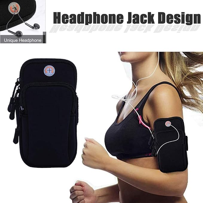 Phone Holder for Running Armband iPhone 17 16 16e 15 14 13 12 11 Pro Max XS XR Plus Mini Galaxy Ultra S26 S25 S24 S23 S22 S21 Note 20 10 Pouch Bag, Arm Band Sleeve Fit Sport Gym Hiking Black