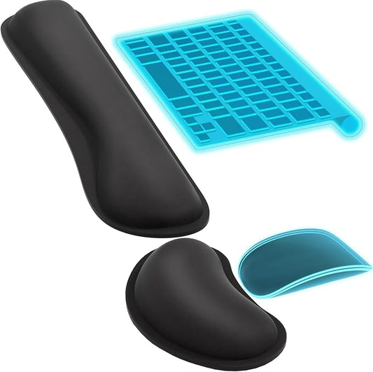KTRIO Keyboard Wrist Rest & Small Mouse Wrist Rest, Black | Memory Foam Wrist Support, Ergonomic Design, Non-Slip Base, Office and Home Use
