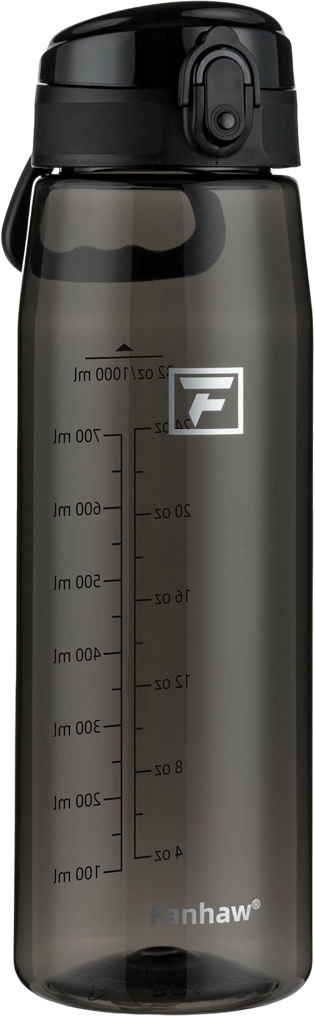 Fanhaw 32 oz Clear Plastic Water Bottle, BPA Free Leakproof Tritan Sports Water Bottle with Chug Lid, Wide Mouth Reusable Bottle for Gym, Travel, School & Office (Black)