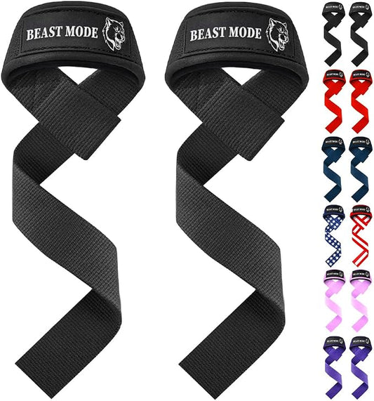 TECEUM Neoprene Padded Cotton Lifting Straps for Weightlifting, 1 Pair