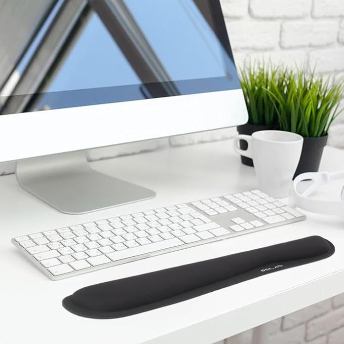 ELZO Keyboard Wrist Rest Pad Support with 65D High-Density Thicken Memory Foam Padding, Ergonomic Design Computer Rest Pad Desk Wrist Mat, Non-Slip Rubber Base Office Laptop | 65D High-Density Thicken Memory Foam Padding, Ergonomic Design Computer Rest...
