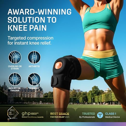 Modvel Knee Brace with Side Stabilizers & Patella Gel Pads for Pain Relief and Joint Support Breathable, Non-Slip Compression Sleeve for Men & Women, Arthritis, Meniscus, ACL Recovery