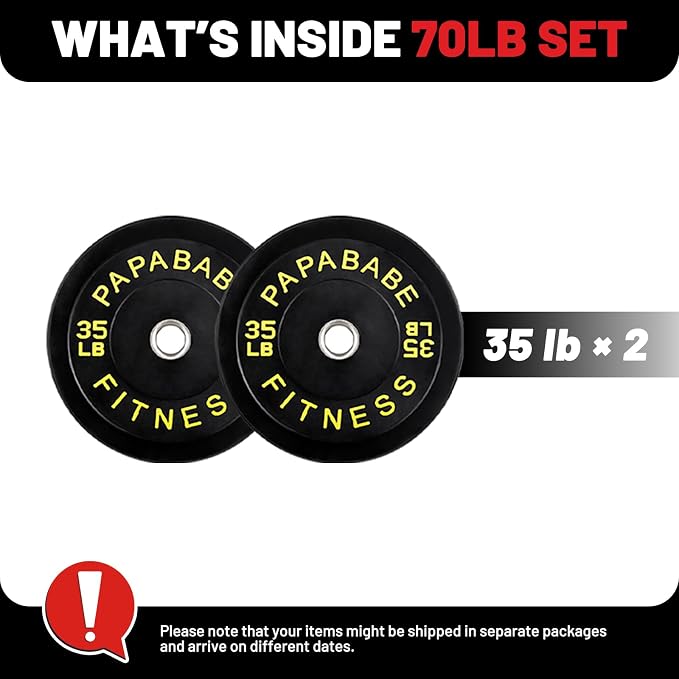 2" Bumper Plates Set Olympic Weight Plates for Barbell Strength Training | Papababe 2Inch Weights Plates Set, Floor Protective Plates, 20-600lbs Rubber Bumper Plates for Weightlifting, Bench Press