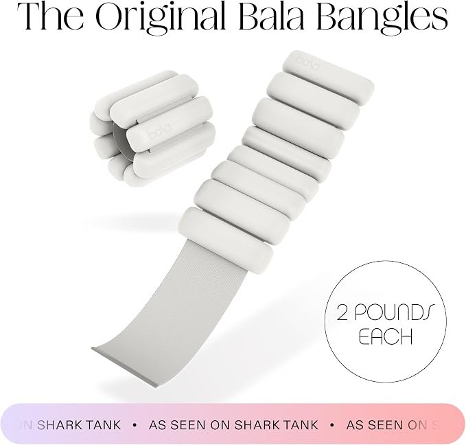 Bala Bangles Wrist & Ankle Weights for Women & Men, Home Gym Equipment | Adjustable Weighted Bands for Arm & Legs Workouts - Pilates, Yoga, Walking, Barre, & Strength Training Exercise
