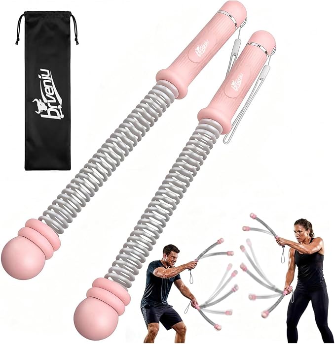 Ropeless Battle Rope Portable Cordless Weighted for Home Gym (Pink) | Adjustable sliding weights No anchor needed Non-slip grip & wrist strap Quiet HIIT at home Full-body cardio & strength