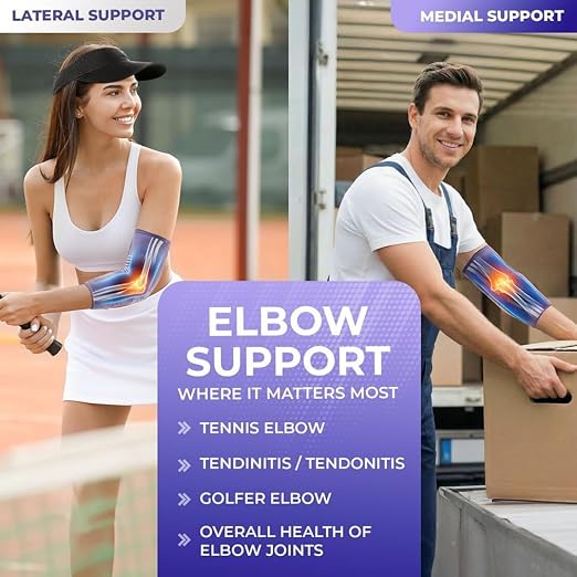 DR. BRACE® Elite Elbow Brace Support with Removable Strap for Women & Men, Pain Relief for Tendonitis, Arthritis, Golfer's & Tennis Elbow Treatment, Elbow Sleeve for Workouts Weightlifting (Purple-White, Small)