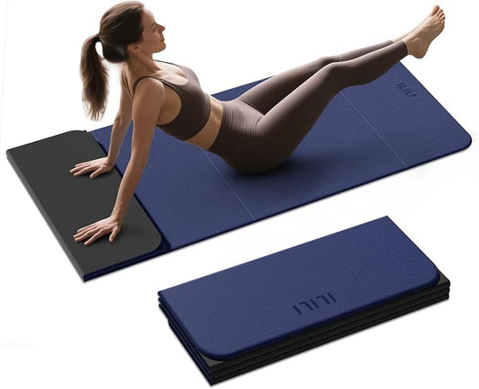 ILILI Foldable Yoga Mat 10mm, Extra Thick, Extra Long, 75x26x0.4 Inch, TPE | Non-Slip Grip, Easy Carry&Storage, Comfort Cushion, SGS Safe, Suitable for Yoga, Pilates, Home Exercise&Outdoor Travel