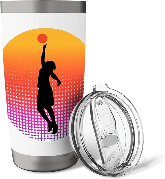 Basketball Game Hoop Slam Dunk Ball Retro Sunset Player Gift Stainless Steel Insulated Tumbler