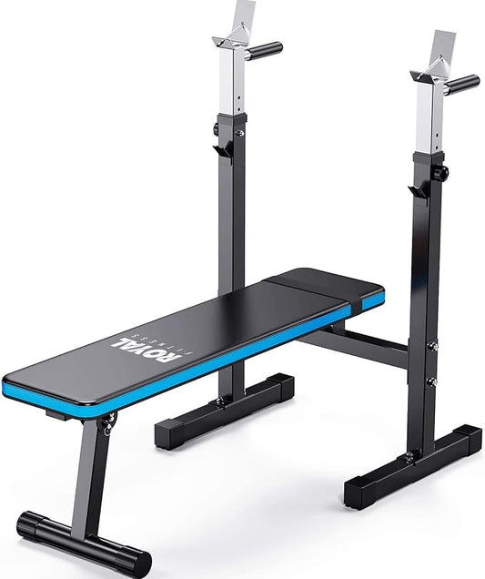 Adjustable Weight Bench with Barbell Rack, Weight Lifting Bench Press for Home Gym, Strength Training Workout Bench, 48.8"D x 25.9"W x 45.4"H
