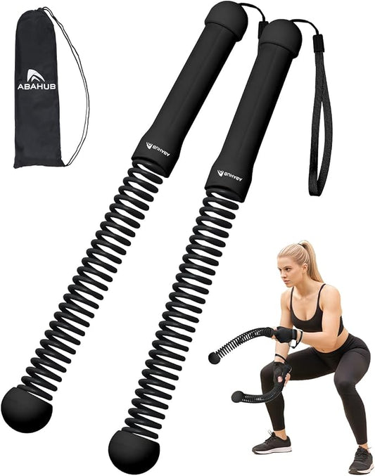 Abahub Weighted Ropeless Battle Rope, Portable Silent Cordless Battle Ropes, Space Saving Home Gym No Battle Ropes with Storage Bag, 2PCS Black - Set A