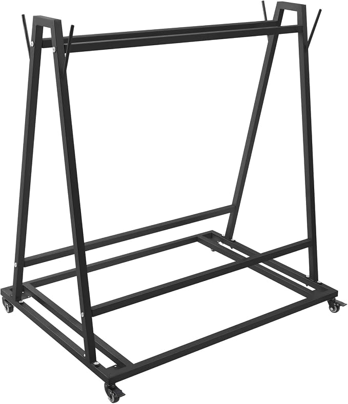 Floor Mat Drying Cart with Wheels, A-Shaped Heavy Duty Storage Rack, 100 Lbs Capacity for Gym, Yoga Studio, Home Use (Black)