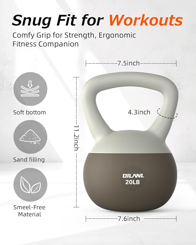 Soft Kettlebell, Safe Strength Training Kettle bell, Cushioned Impact | Resistant Base and Anti-Slip Grip Weight, Kettlebells Set for Home Workouts and Men/Women/Beginners,With Non-slip Gloves