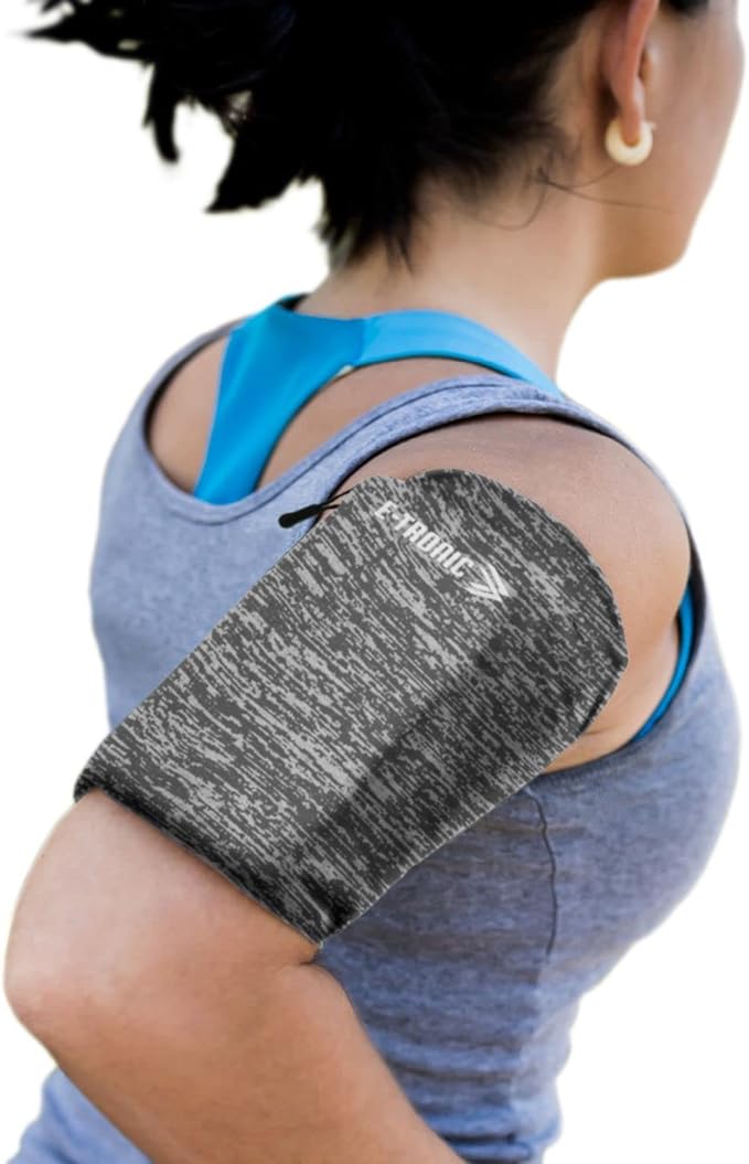 Phone Holder for Running, Cell Phone Arm Bands with Reflective Logo, Phone Strap Armband Fits iPhone and Android, Use for Running, Walking, Hiking and Biking, Gray, Medium