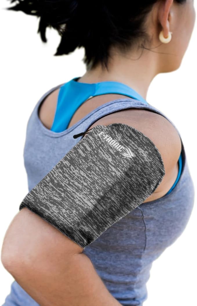 Phone Holder for Running, Cell Phone Arm Bands with Reflective Logo, Phone Strap Armband Fits iPhone and Android, Use for Running, Walking, Hiking and Biking, Gray, Large