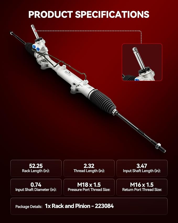 Torchbeam Power Steering Rack & Pinion Assembly Fit for 2011-2020 Grand Caravan, 2011-2016 Town & Country, 2020-2021 Voyager, 2012-2015 C/V, Hydraulic System Steering, Replaces OEM 22-3084