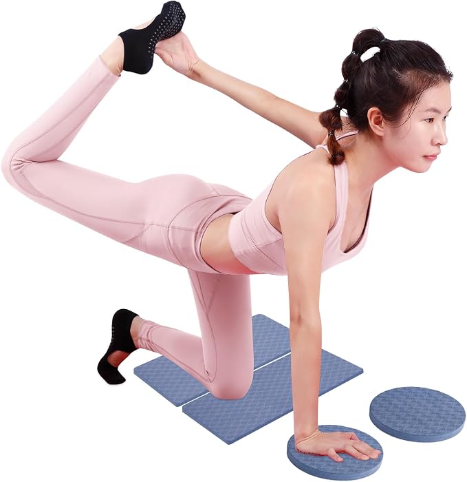 2-Pack TPE Yoga Knee Pads & Exercise Mat - Extra Thick Non-Slip Support for Plank, Push-Up, Kneeling, Pilates & Floor Workouts - Full Body Protection for Knees, Elbows, Wrists - Ideal Yoga Essentials for Women & Men