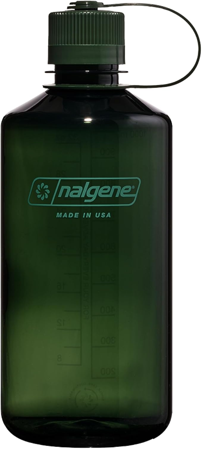 Nalgene 32 oz Narrow Mouth Water Bottle, Jade | BPA-Free, Durable & Lightweight, Leak Proof, Dishwasher Safe, Large Reusable Plastic Bottle for Hiking, Gym, Work & Travel