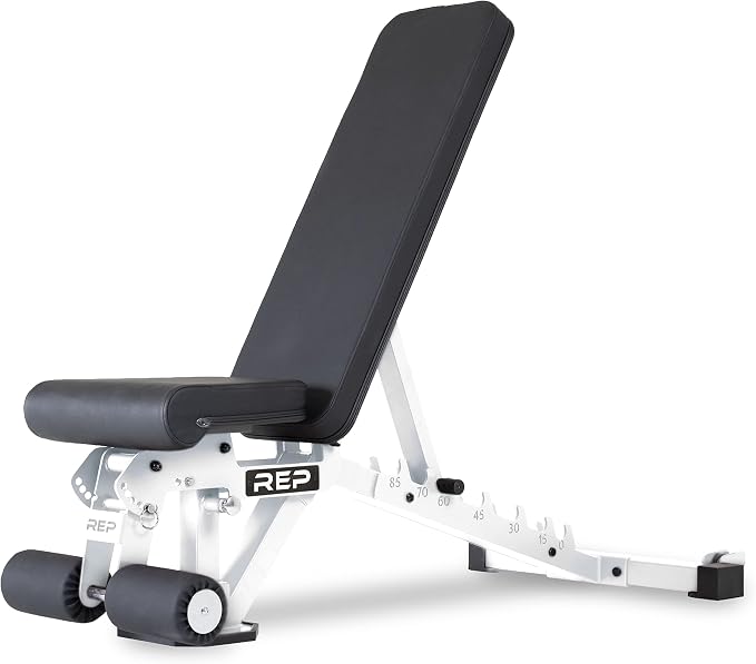 REP FID Foldable Weight Bench, Incline Decline Chair for Home Gym, Compact Portable Stationary Equipment, Heavy Duty Strength Training Platform, Adjustable Situp Dumbbell Workout Support, AB-3000
