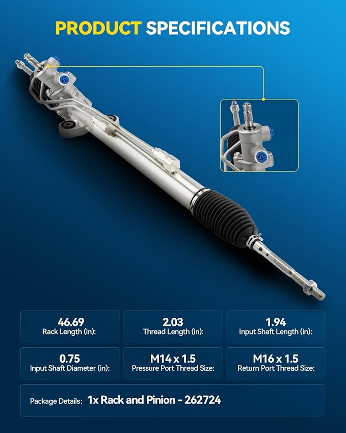PHILTOP Power Steering Rack and Pinion Assembly for 2005-2006 Odyssey | No.53010SHJA02, 53601SHJA05, 53601SHJA02, 53601SHJA03, 53601SHJA52, 53601SHJA81, 53601SHJA51, 53601SHJA82, 262724