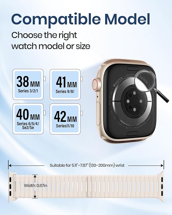 Magnetic Sport Bands Compatible with Apple Watch Bands for Men Women | Silicone Wristband 49mm 46mm 45mm 40mm 44mm 38mm 41mm 42mm, Replacement for iWatch Ultra Series 11 10 9 8 7 6 5 4 3 2 1 SE